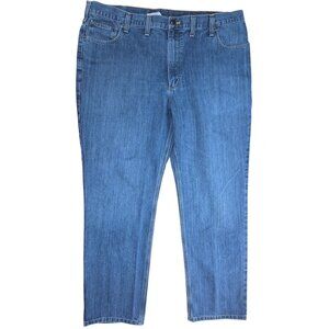 Carhartt Mens Blue Durable Straight Traditional Fit Denim Jeans 44 x 32